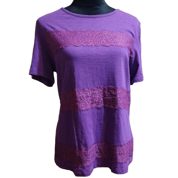 Christopher & Banks Purple Lace Trim Women's Top Size Medium! - Picture 1 of 16